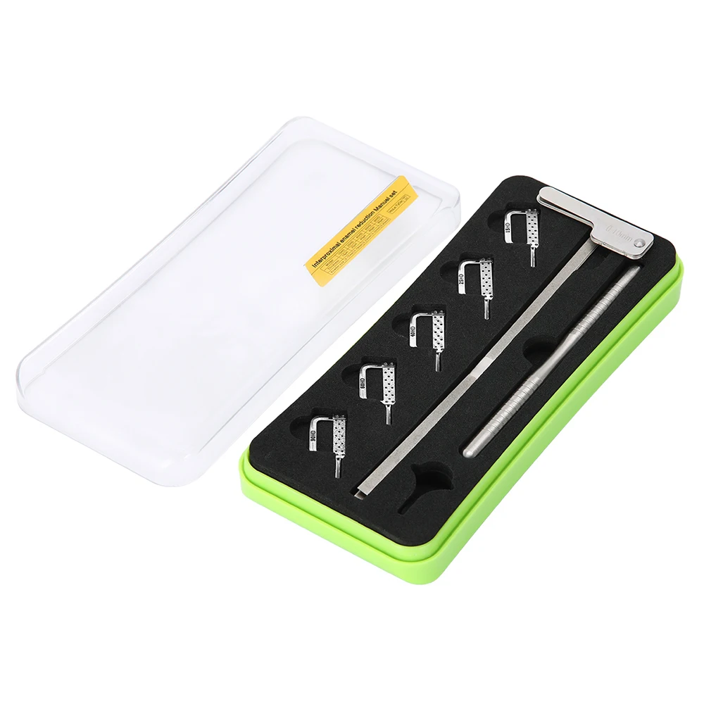 AZDENT Dental Kieferorthopädisches Interproximal-Emaille-Reduktions-Automatik-Streifenschneideset, doppelseitig, mit Maßbandgriff – Detail 6
