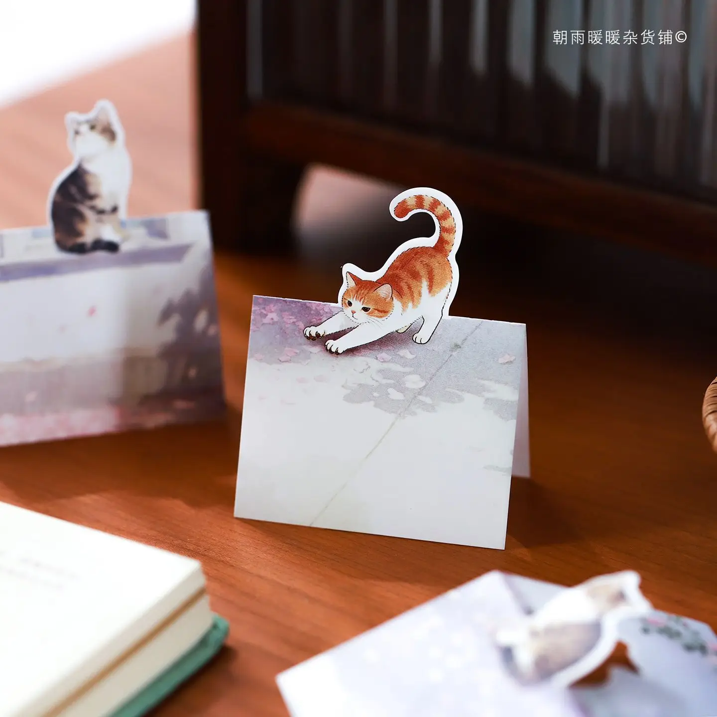Chaoyu Cute Cat Standing Notepad, Tearable High-Quality Handwritten Message Card, Message Paper, Note Paper, Non-Adhesive