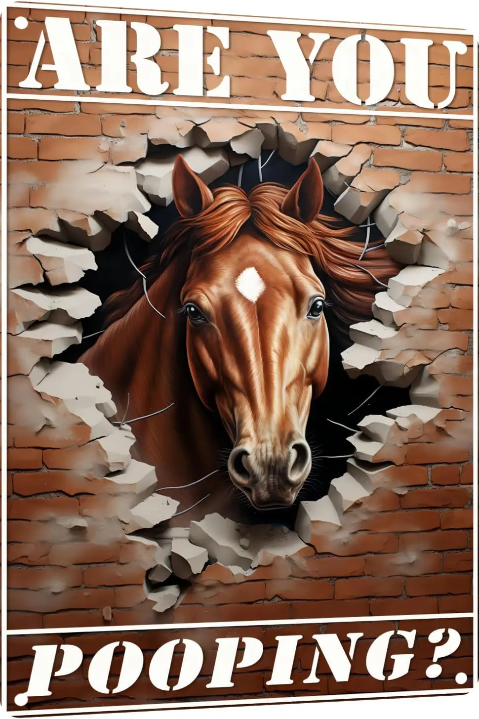 Funny Metl Sgn Horse 3D re you Poopng Vntge Wll  Decoon Lvng Home Decor Room Bthroom Humoro Ktchen Decor Mn Cve Decor 8x12 n