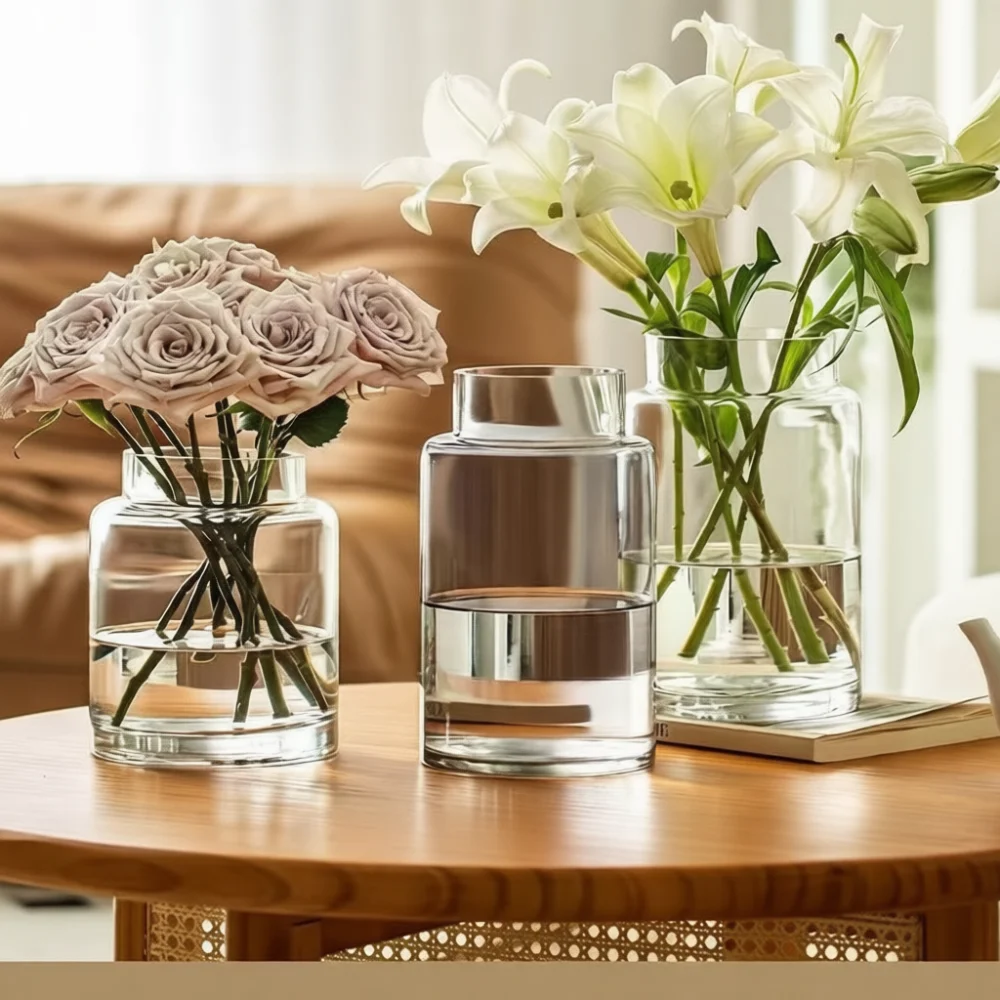 Transparent Glass Vase For Flower Arrangement Modern Minimalist Home Tabletop Decor Decorative Hydroponics Plant Container