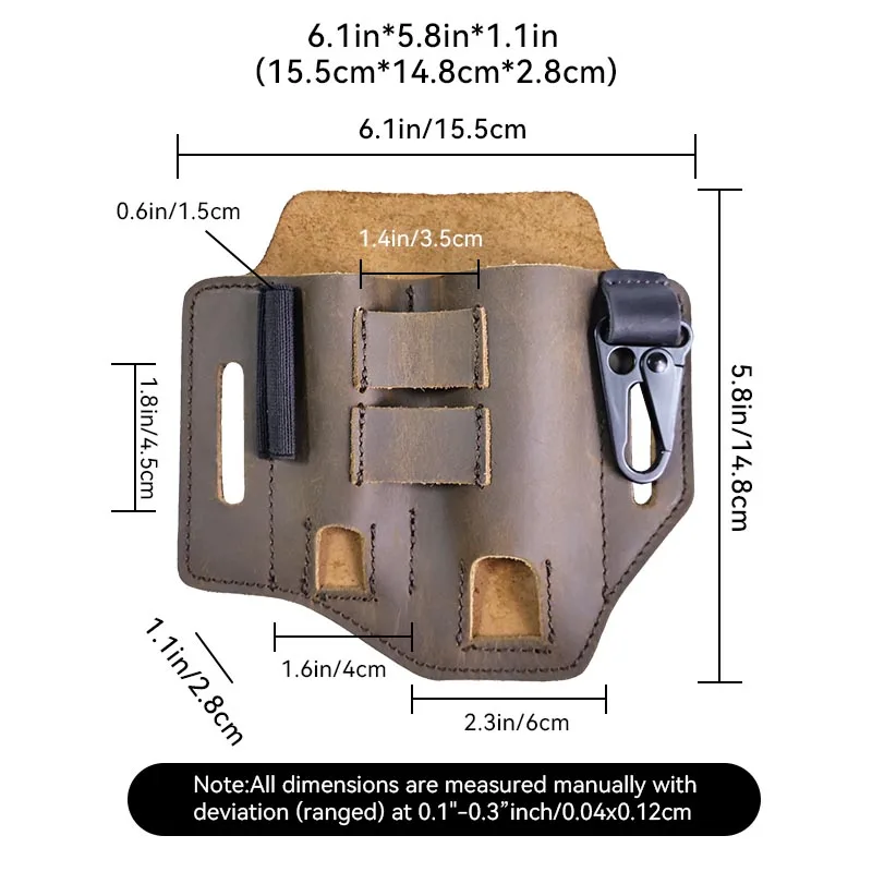حامل متعدد المهام للعمل في الهواء الطلق، حزمة مراوح تكتيكية، منظم من الجلد الطبيعي، أداة سكين قابلة للطي، حقيبة حزام الخصر #4