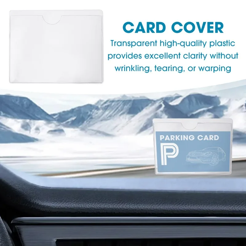 Windshield Parking Permit Transparent Card Bag Plastic Card Cover Pocket Self-adhesive Clear Label Bag Bill Storage Card Holder