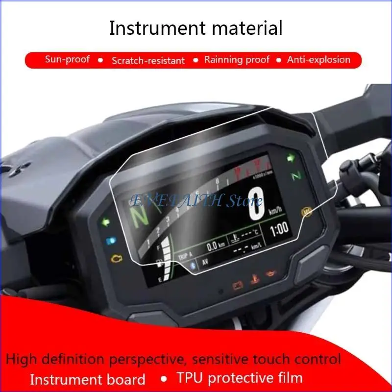 

124B 2x Motorbike Scratch Cluster Screen for Protection Instrument Film for Kawa