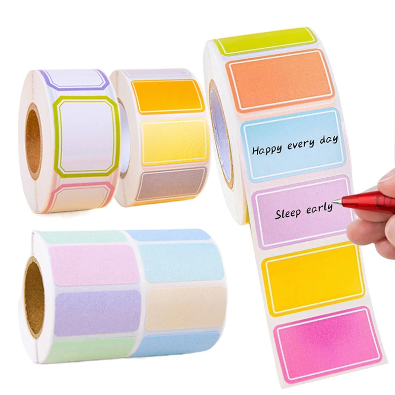 

Roll Label Stickers Colorful Waterproof Solid Colors Tags Office Marking Supplies Name Sticker Removable File Classification TMZ