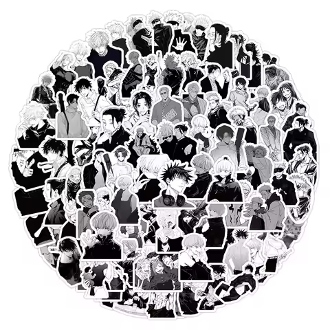 10/30/50/100pcs Anime Jujutsu Kaisen Stickers Black White Itadori Yuji Satoru Gojo Decals Laptop Skateboard Waterproof Sticker