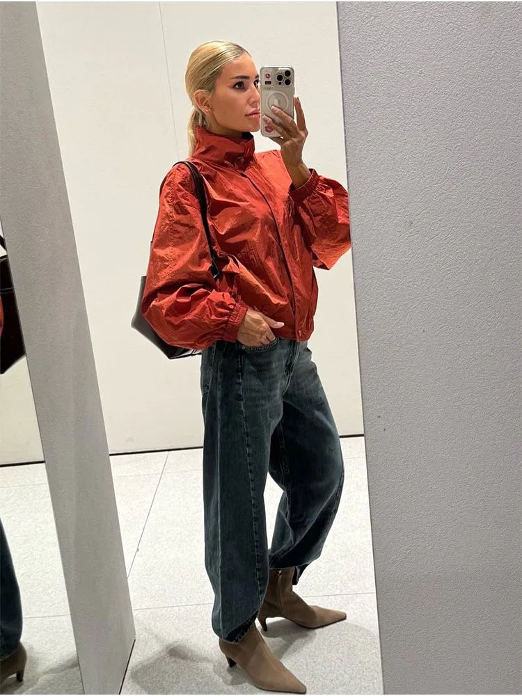 HH Sweet Cool Trendy Rust Red Coat Women Spring Autumn Stylish Y2K  Wear Party Chic Fashion Gorgeous Confortable Casual Jacket