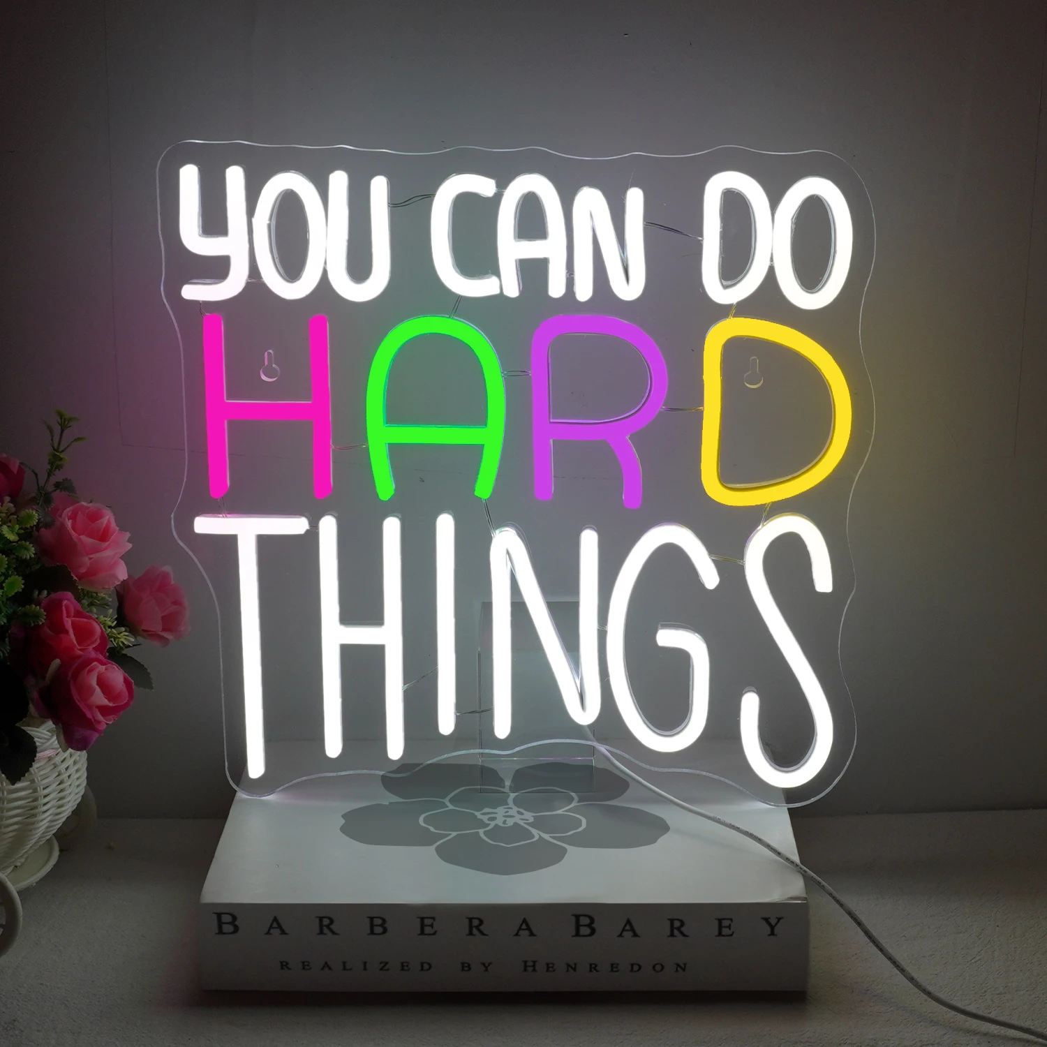 

You Can Do Hard Things Neon Sign For Wall Decor Led Light Kids Wall Art Positive Classroom Decor for Bedroom Birthday Party Logo