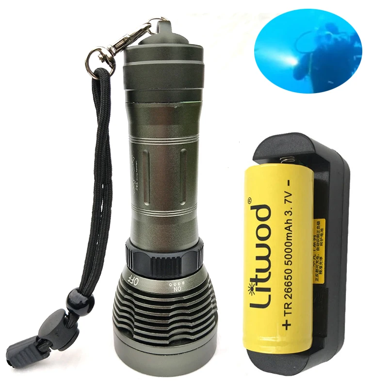 Diving Flashlight Waterproof IPX8 CREE XM-L2 18650 or 26650 LED Underwater Lantern Portable Lights dive light Lamp Torch