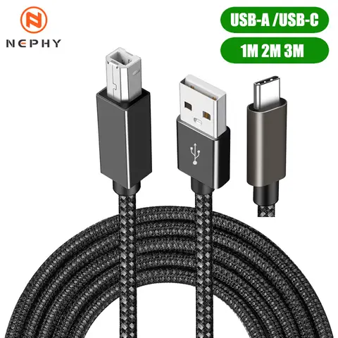 USB A/C To USB B 2.0 Cable For MacBook Pro HP Canon Brother Epson Dell Samsung Printer Type C Printer Scanner Cord 1M 2M 3M Long