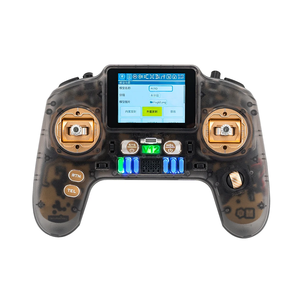 HelloRadio V12 CNC MAX RC Transmitter 2.4 inch Color Screen H7 Open Source Main Control Dual-Band 1W EdgeTX for RC FPV Drone view 5