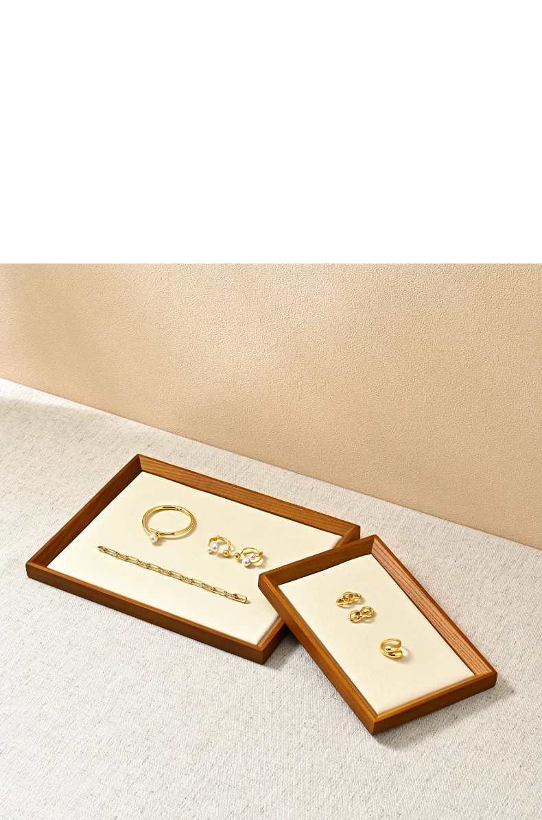 Oirlv Retro Solid Wood Jewelry Ring Jewelry Display Organizer Box Tray Holder Earring Jewelry Storage Case Showcase Drawer