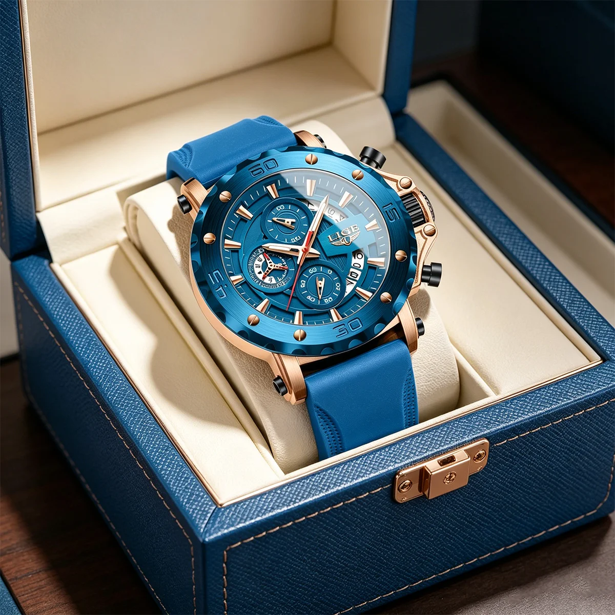 New LIGE Original Sports Man Wristwatch Waterproof Luminous Date Chronograph Men Watch Silicone Strap Quartz Men's Watches Reloj