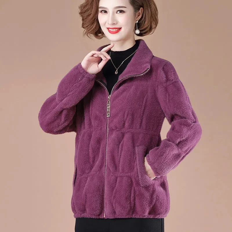 Imitazione visone velluto maglione cappotto per le donne autunno inverno addensare Cardigan maglione femminile morbido caldo giacca lavorata a