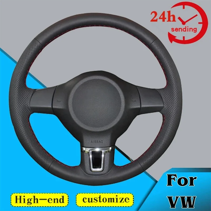 Custom Car Steering Wheel Braid Cover 100% Fit For Steering-Wheel Volkswagen Golf 6 Mk6 VW Polo Sagitar Bora Santana Jetta Mk6