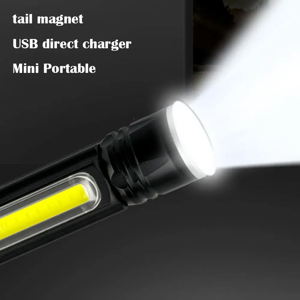 2 Pcs COB Side Light torce ricaricabili USB forte magnete luce di emergenza esterna ad alta potenza Mini Zoomable