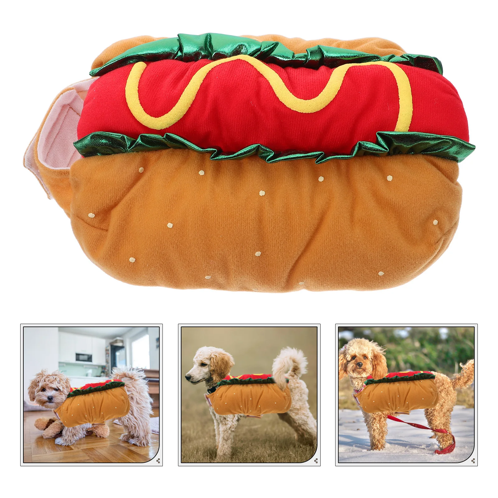 

Funny Pet Dog Cat Hot Dog Costume Dress Xs Polyester Elastic Neck Halloween Christmas Cosplay Pet Clothes Gift