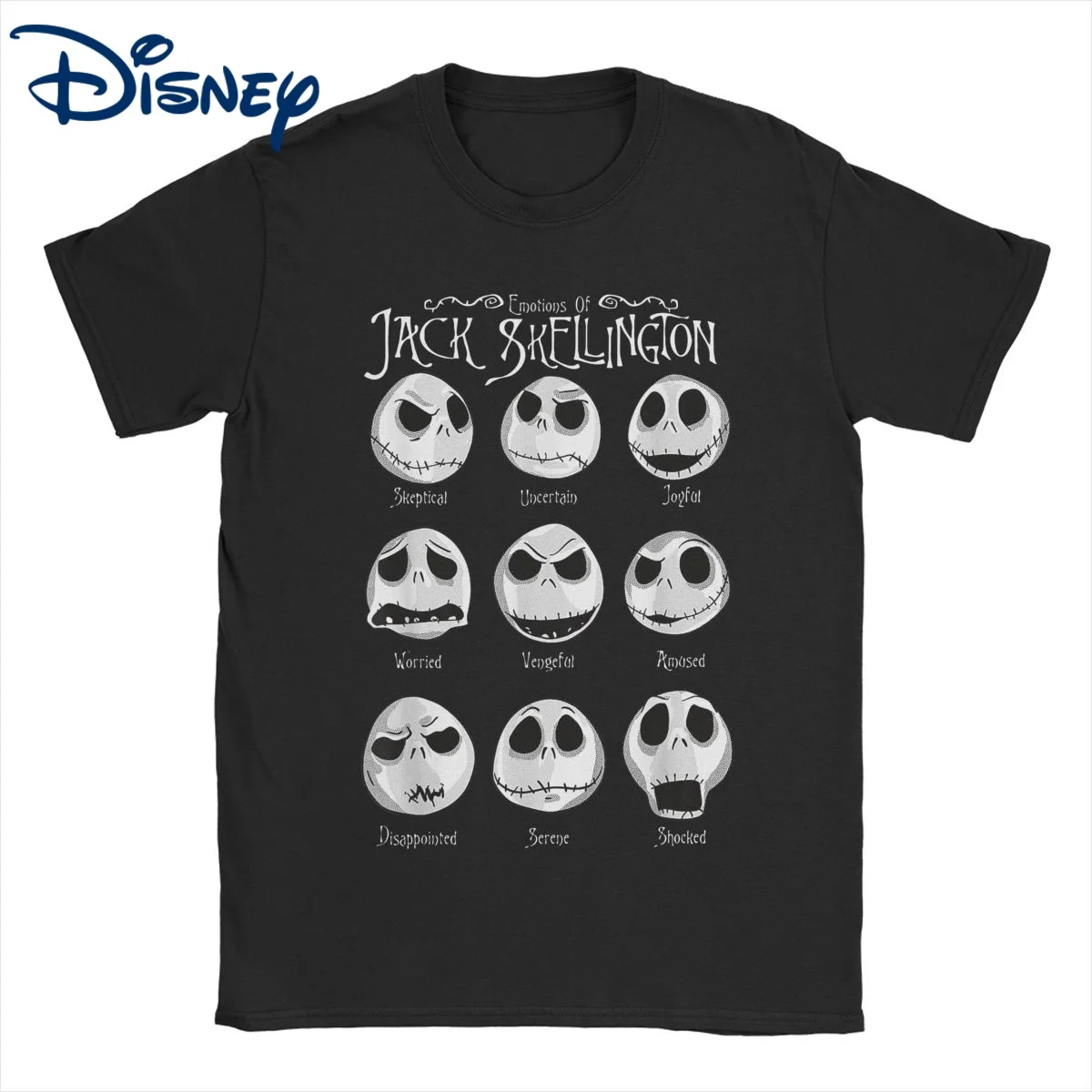 Disney The Nightmare Before Christmas T-Shirt Men Women\'s Cotton T Shirts Emotional Jack Short Sleeve Tees Plus Size Clothing