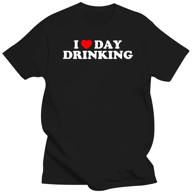 Funny I Love Day Drinking Heart BEER T Shirts Summer Style Graphic Cotton Streetwear Short Sleeve Family Friends Gifts T-shirt