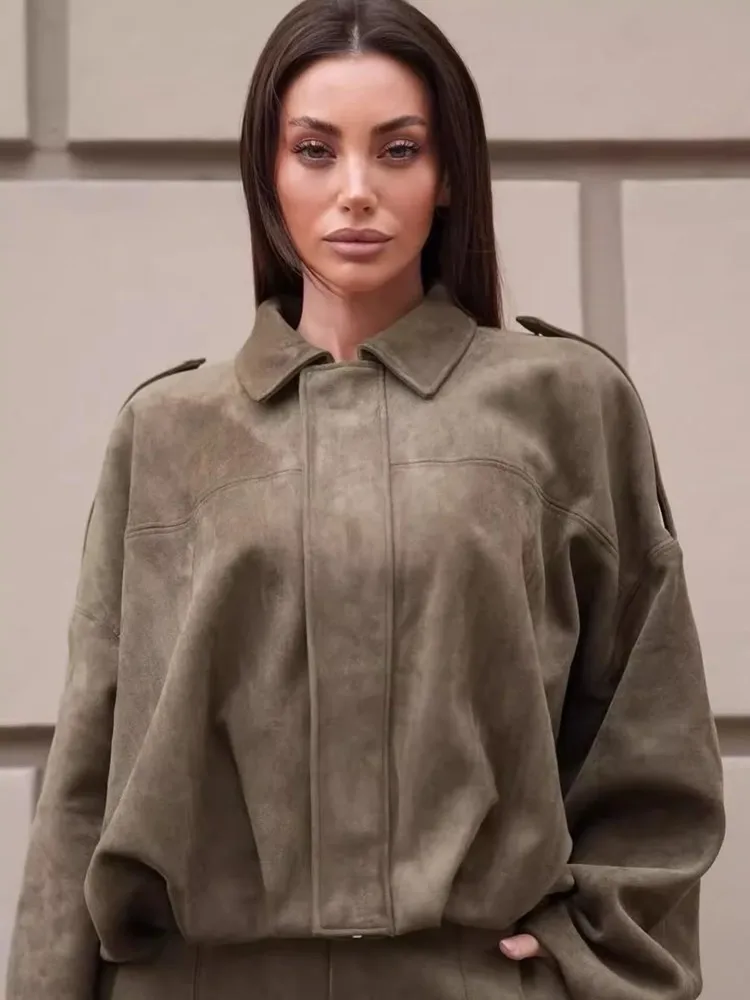 Giacca da donna in vera pelle autunno vestibilità ampia di alta qualità Cerniere Colletto couverture Vera pelle di pecora Cappotto corto chic da donna da ufficio