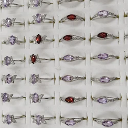 100% natural garnet gem four-pointed star ring, suitable for women adjustable copper-plated silver ring, for parties and gifts