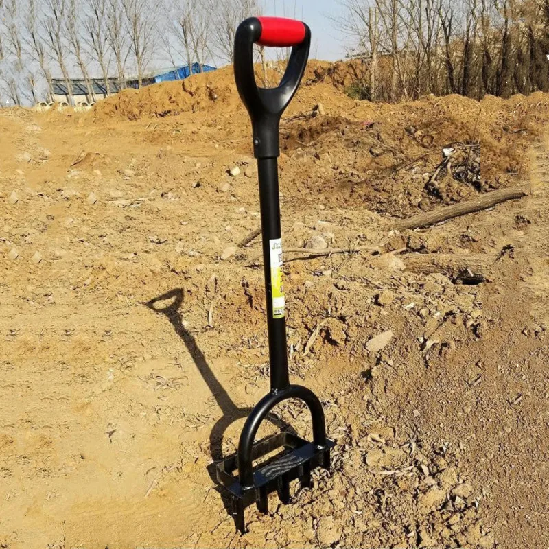 Earth-turning artifact Manual earth-turning rake outdoor plowing hoe deep-turning tool farm fork tool household earth-digging
