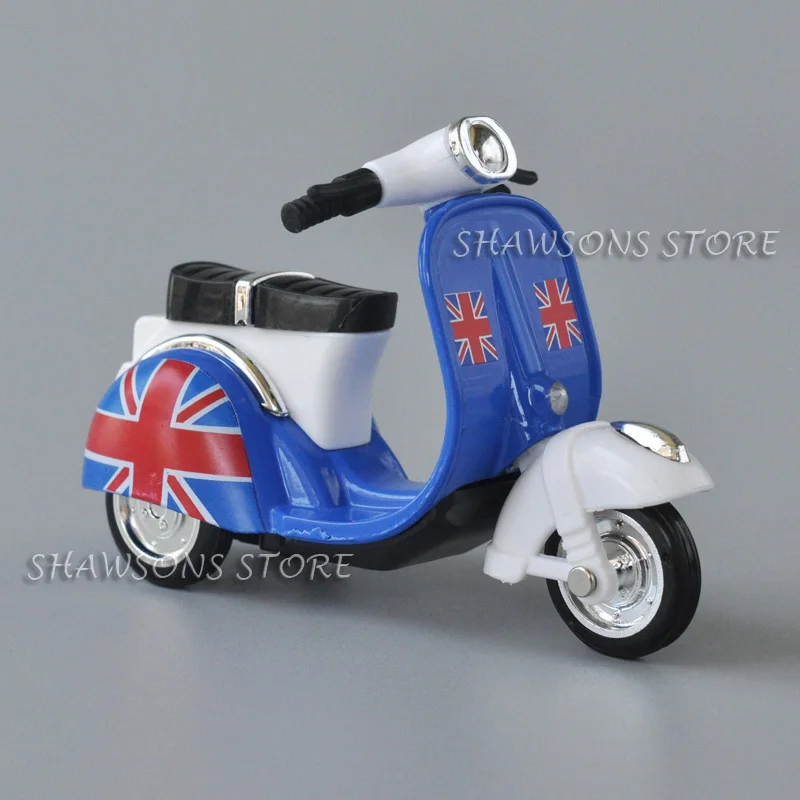 1:18 Scale Diecast Motorcycle Model Toys Scooter Vespa Pull Back Miniature Replica For Kids