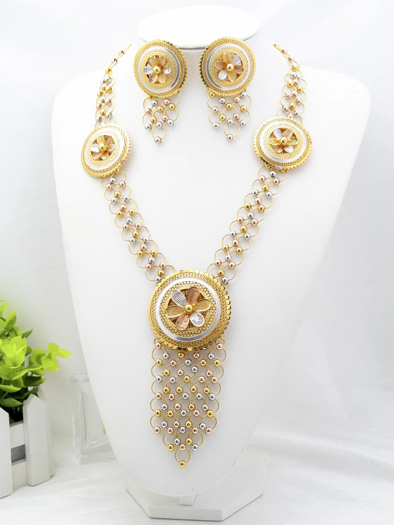 

80 см разноцветные бусины ручной работы в Дубае, длинный кулон, ожерелье, комплект ювелирных изделий для женщин, африканские индийские вечерние свадебные серьги, кольцо