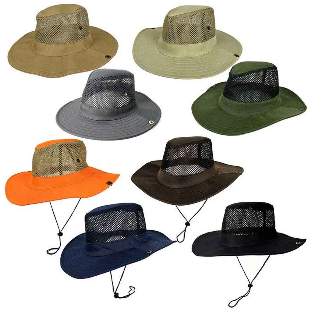 Summer New Bucket Hat For Men Fisherman Cap Fishing Outdoor Sunshade Big Brim Panama Hat Sunscreen Riding Hiking Suncreen Sunhat
