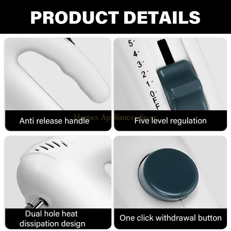 D0AB 300W 핸드 믹서 5 스피드 핸드 믹서 전기 핸드 헬드 전기 믹서 쉬운 휘핑 반죽과 크림 베이킹 및 요리