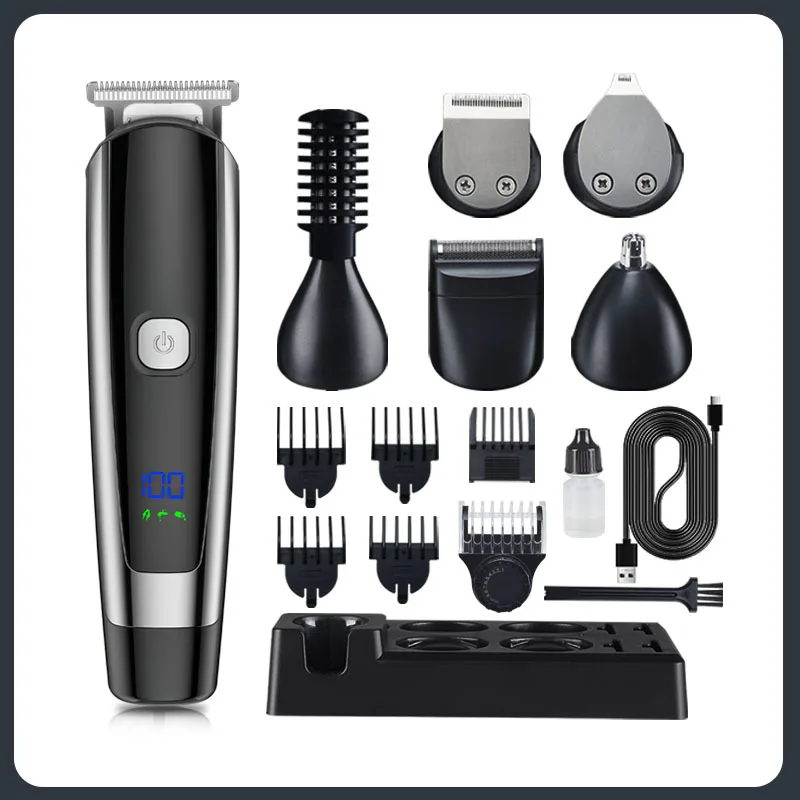 

Электрическая машинка для стрижки волос «шесть в одном» с цифровым дисплеем, набор для стрижки волос, электрическая машинка для стрижки волос