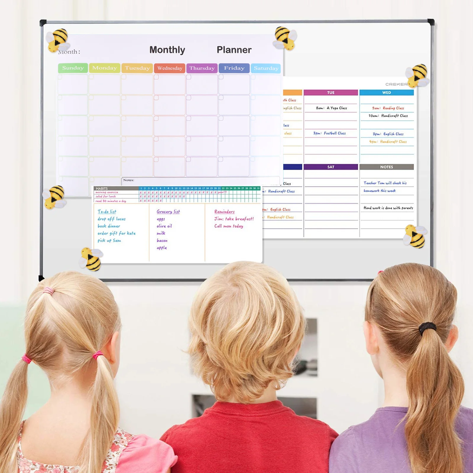 

20Pcs Bee Shaped Refrigerator Stickers Magnetic Decals for Fridge School Lockers Creative Home Office Decor