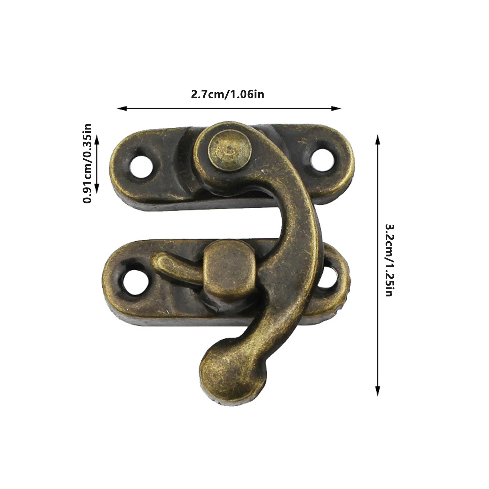 Swing Arm Latch Solid Bronze Box Clasps Heavy Duty for Jewelry Case Gift Wine Box Vintage Horn Lock with Screws Durable
