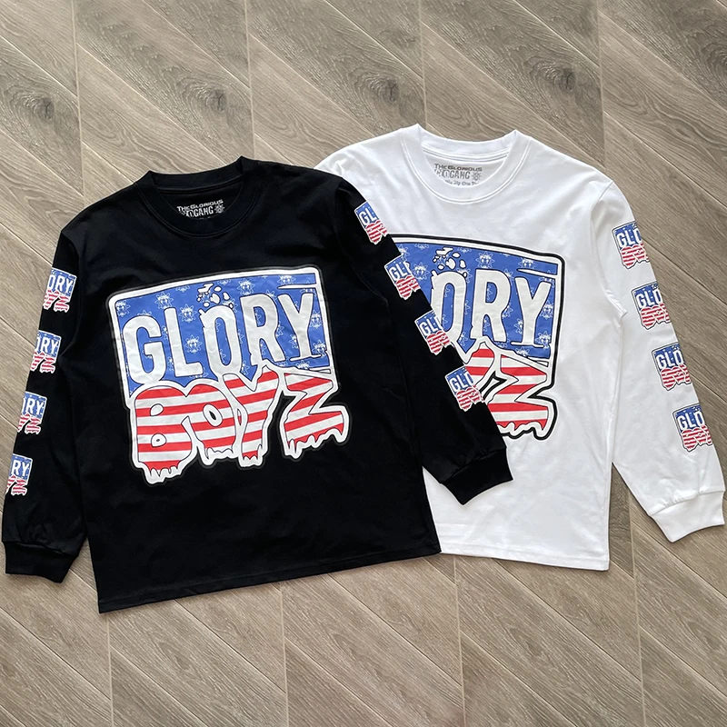 

Футболка с длинным рукавом Glo Gang, унисекс, топы с длинными рукавами и буквенным графическим принтом, мужская и женская футболка, настоящая фотография
