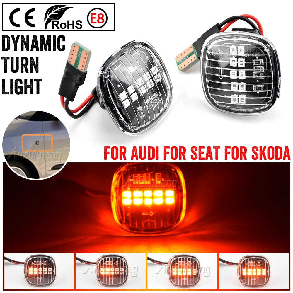 

For Audi A3 A4 A8 Skoda Octavia Roomster Rapid Fabia Seat Cordoba Ibiza Leon Dynamic LED Side Marker Turn Signal Repeater Light