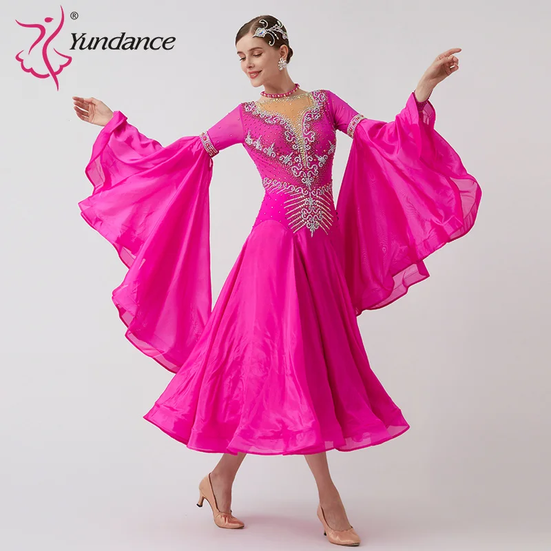 B-23169 New Women Modern Dance Rhinestone Color Diversity Dress Ballroom National Standard Waltz Competition Performance