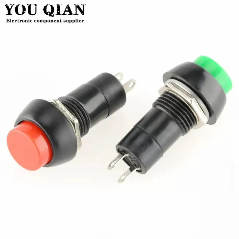 5 pces PBS-11A PBS-11B 12mm interruptor de botão de bloqueio automático plástico que trava switchs 3a 250v ac 2pin