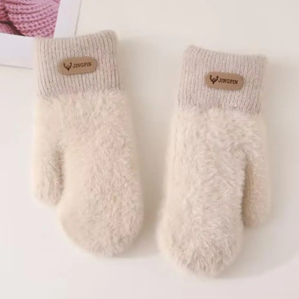 قفازات مخملية سميكة دافئة بطبقة مزدوجة بلون سادة قفازات متعددة الاستخدامات لركوب الدراجات في الهواء الطلق قفازات داخلية شتوية دافئة من القطيفة #3