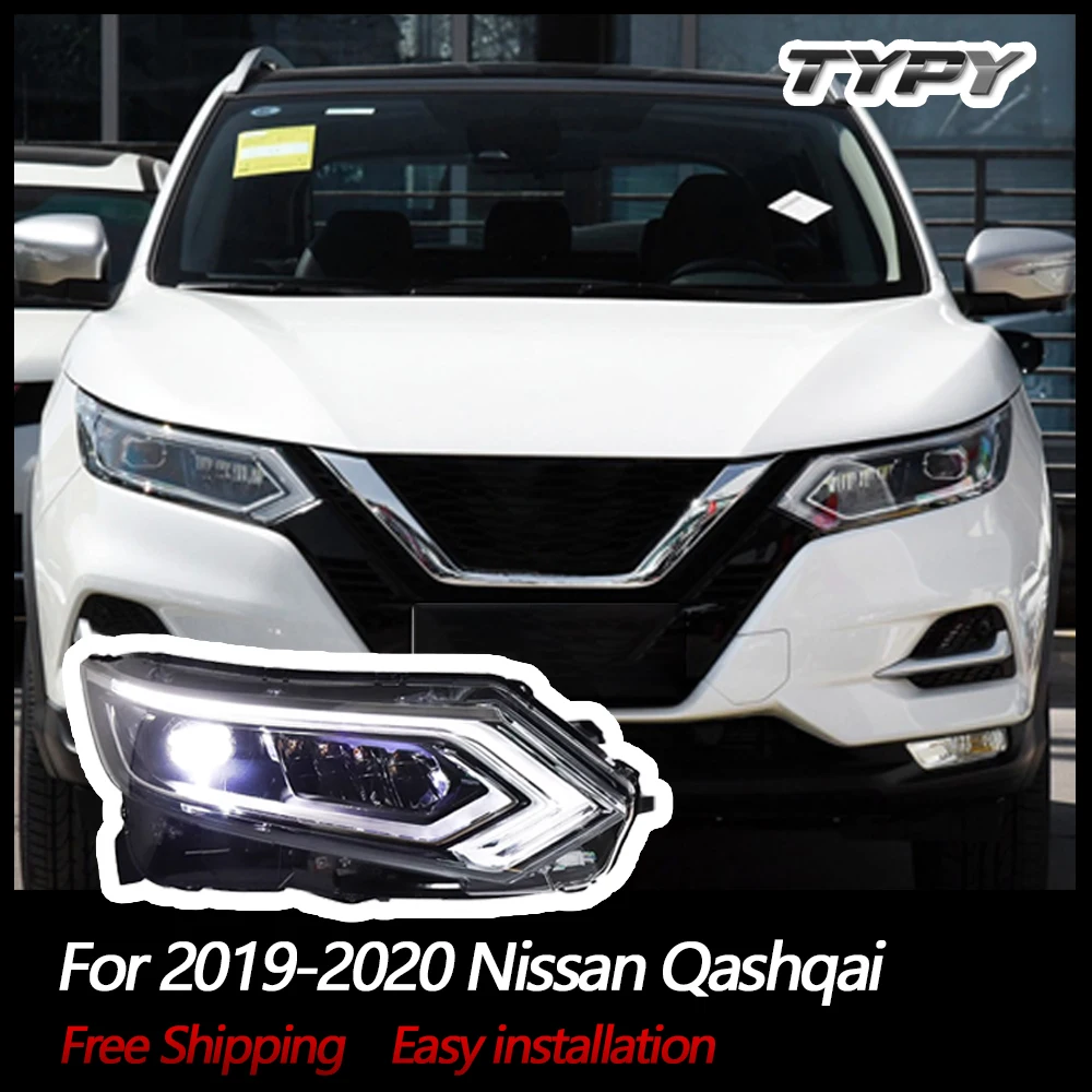 TYPY New LED Headlight Upgrade Modified Full Head Lamp For Nissan Qashqai 2019-2020 Turn Signals Daytime Running Lights