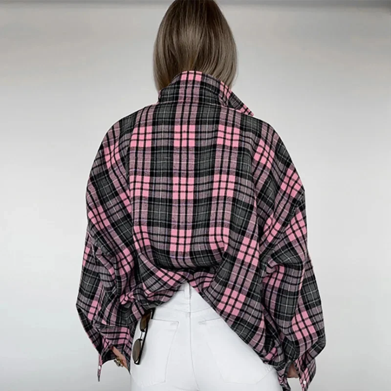Women's Casual Plaid Shirt Autumn Winter New Loose Fit Checkered Jacket Long Sleeve Fashionable Shirt Stylish Checkered Shirta