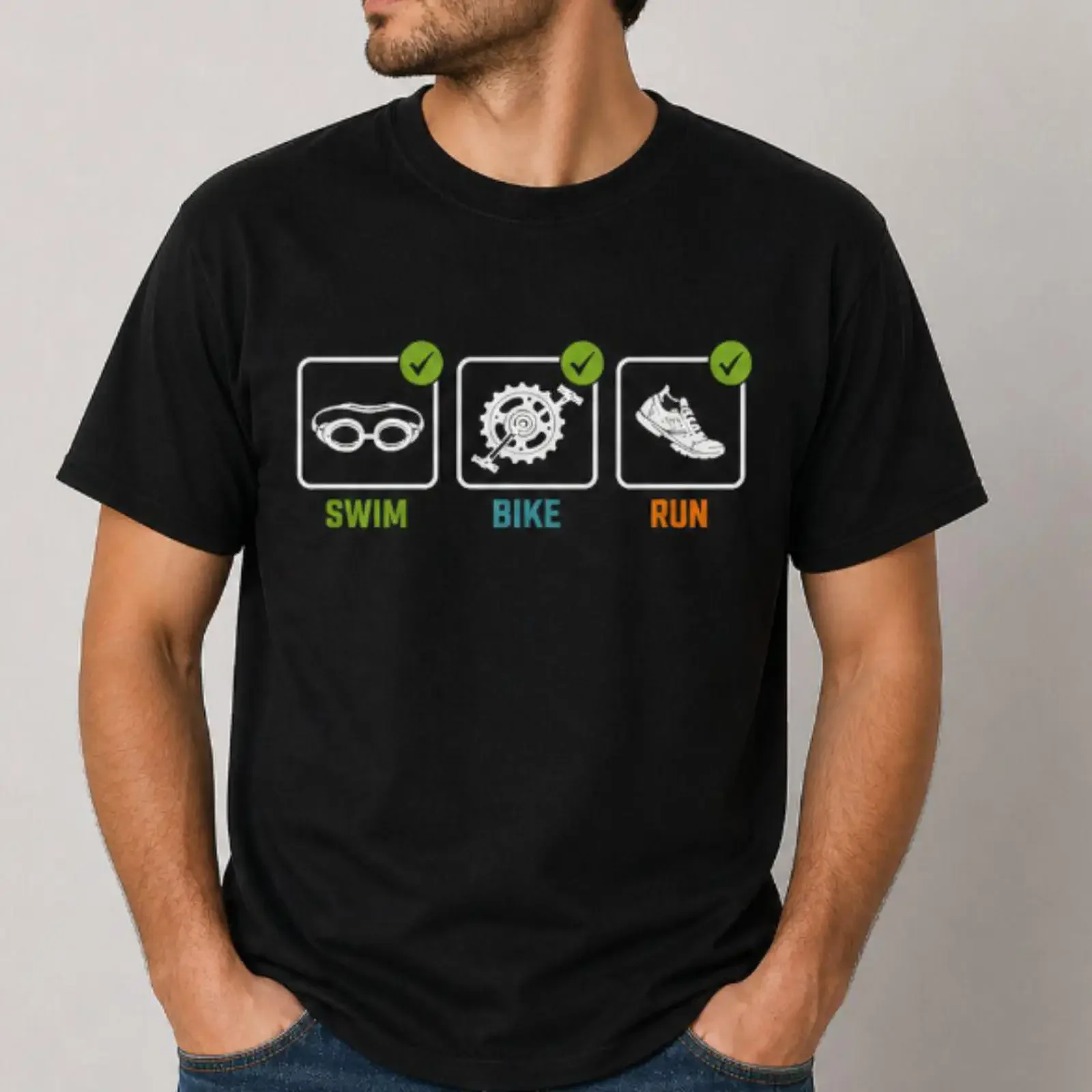 Swim Bike Run Triathlon T Shirt Triathlete Endurance Athlete for Runner Cyclist Swimmer vintage Washed Versatile Breathable