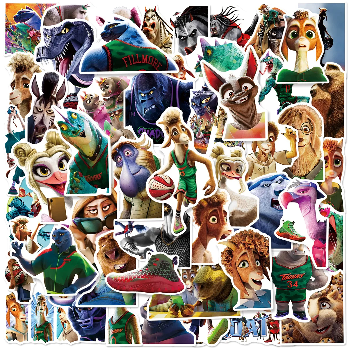 50/100 Pcs Cartoon HD Fun Animal Basketball Stickers Waterproof for Phone Case Tablet Student Stationery Box Diary Decals