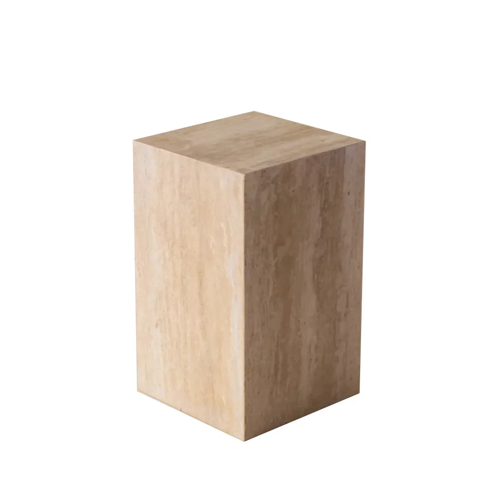 

Nordic light luxury hotel living room marble stone base wabi sandy wind travertine stone window display stone pier base