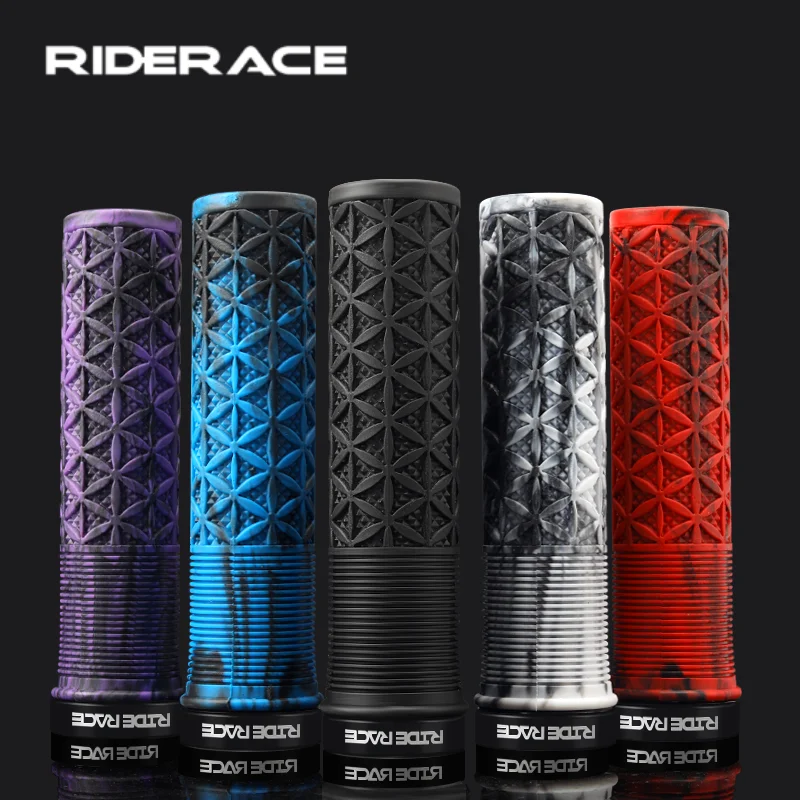 RIDERACE Fahrrad-Lenkergriffe Rutschfeste Gummi-Mountainbike-Lock-on-Griffe für MTB und Falträder Weiche TPR Mehrfarbige Fahrradlenkergriffe