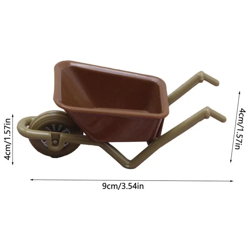 Doll House Cart Mini Wheelbarrow Toy Emulation Miniature Farm Tool Model Pocket Construction Toys Miniature Cart Accessories