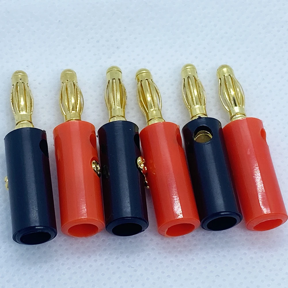 2/5/10Pair Black &Red Screw Type 4mm Banana Plug Audio Speaker Wire Connector Gold-Plated 4mm Banana Male Plug DIY Cable Adapter