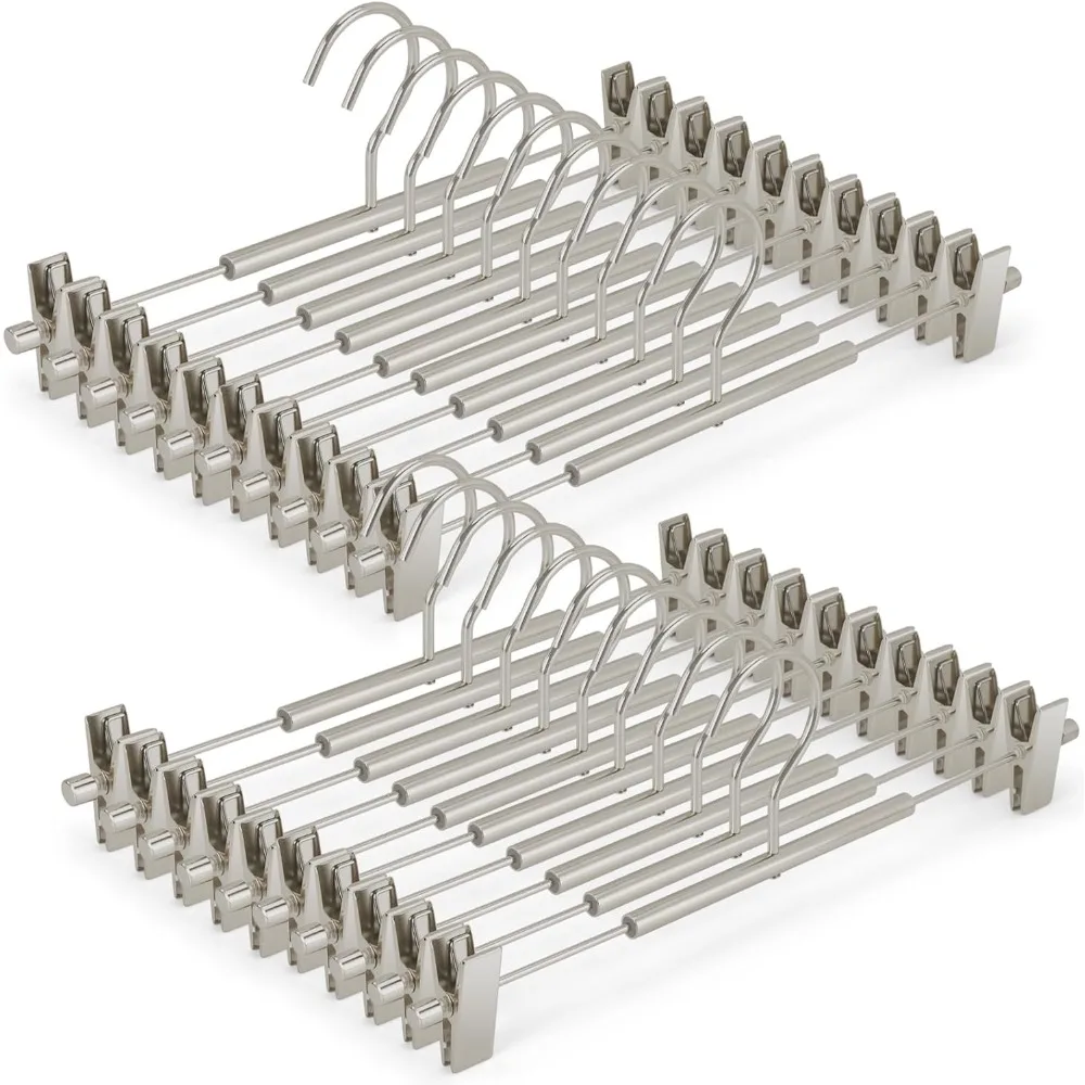 

20-Pack Adjustable Women's Skirt and Pants Hangers, Durable, Space-Saving, Suitable for Jeans, Shorts