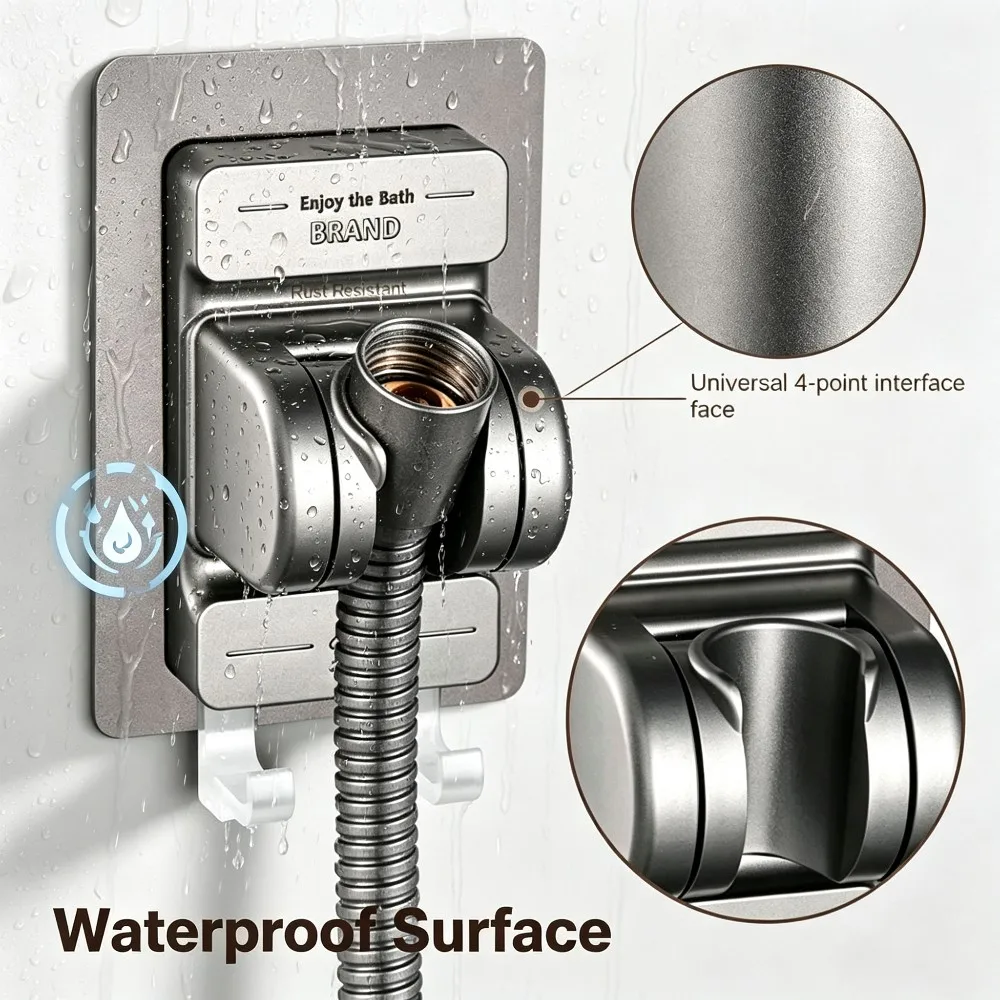 1 PC New Self-Adhesive Shower Head Holder with Super Strong Fixation That Won't Fall Off, Handheld Shower Head Holder