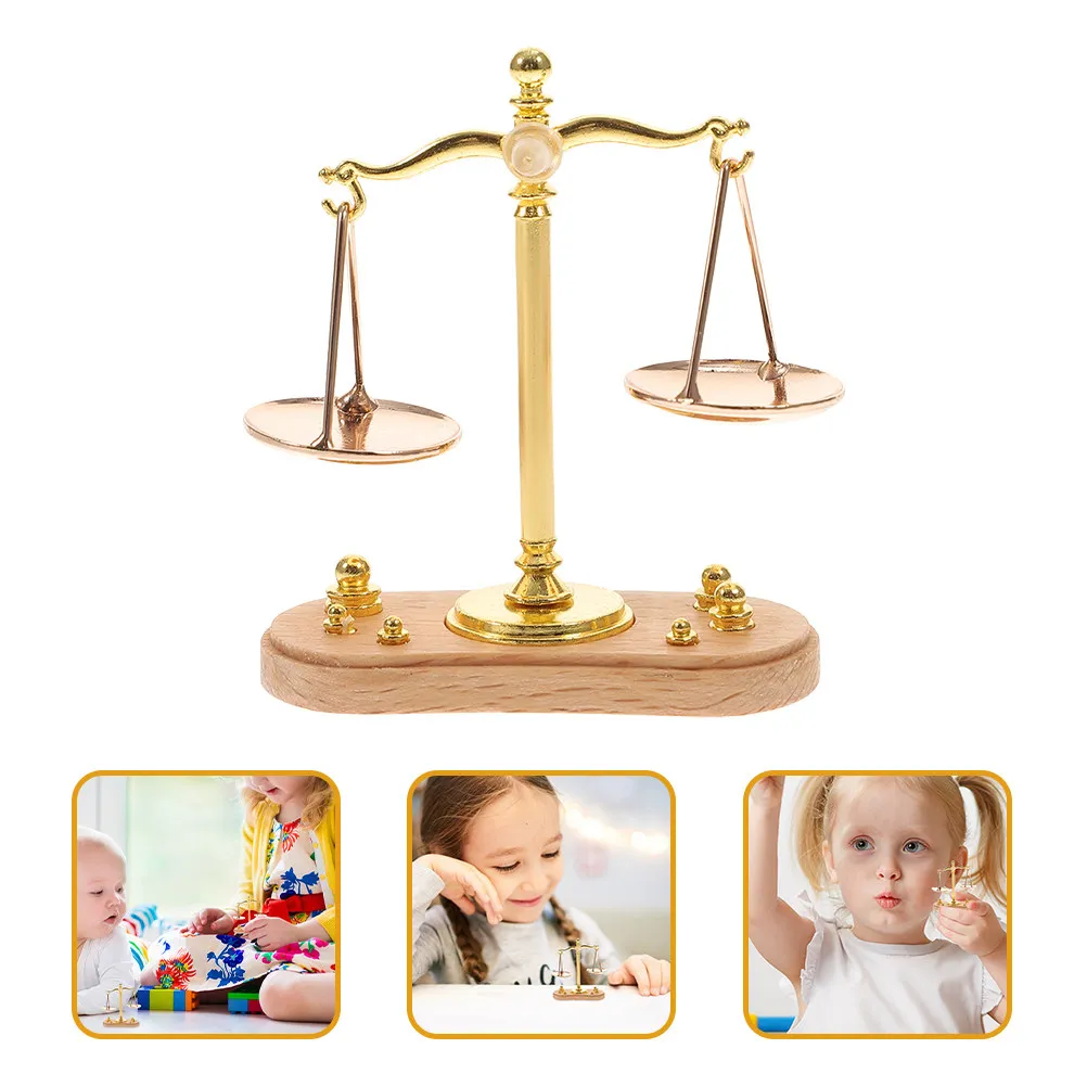 

2Pcs Miniature Balance Scale Vintage Metal Micro Landscape Decoration Kids Pretend Play Educational Accessory Miniature House