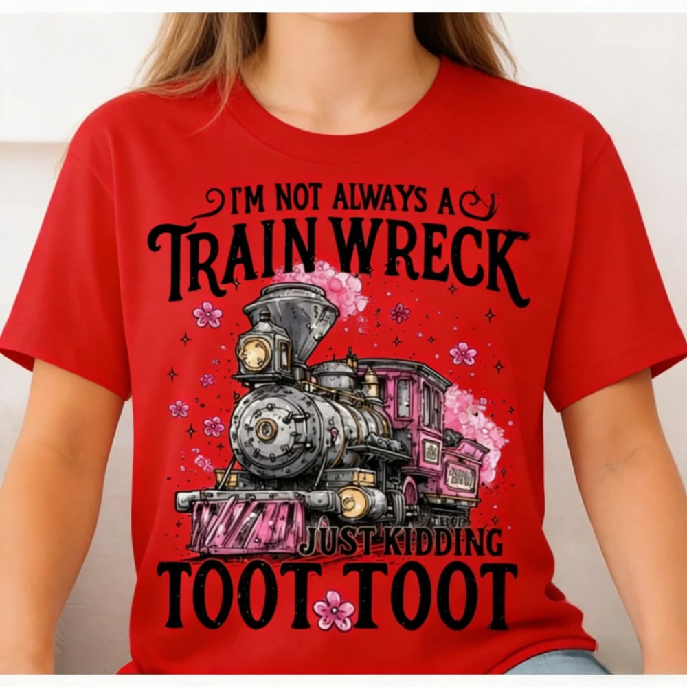 I'm Not Always A Train Wreck Just Kidding Toot Tees  Women T Shirt Ropa Mujer Funny Mental Health Humor Shirt  Y2k Tops