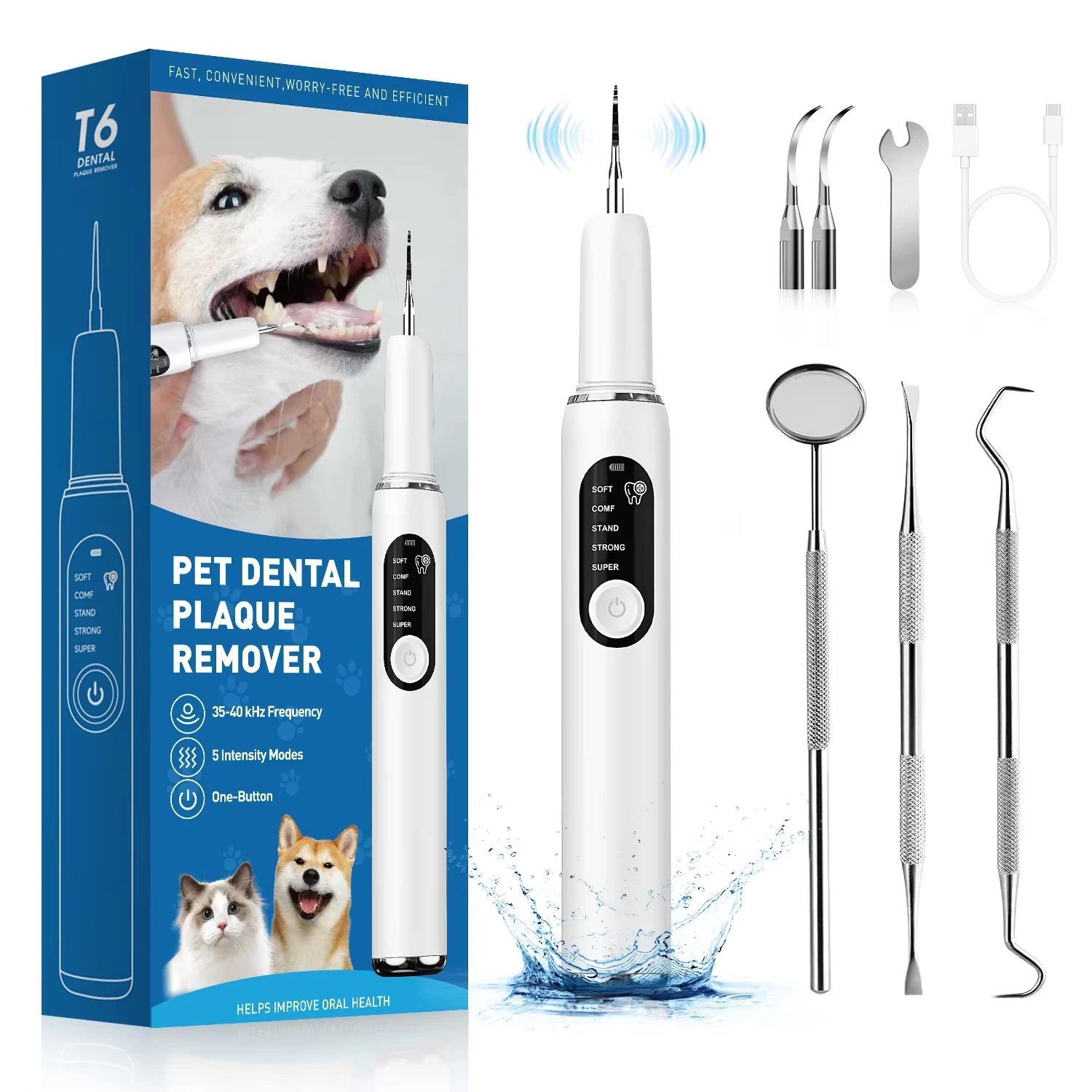 

Dog Use Ultrasonic Tooth Cleaner Dog Cat Pet Dental Scaler for Tartar Removal Teeth Cleaning Tool with LED Light